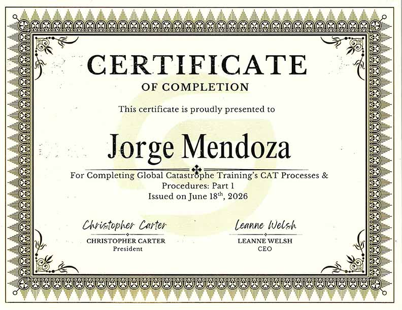 Jorge Vega Global Certification Bulovas Restoration